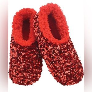 Red sequin slippers